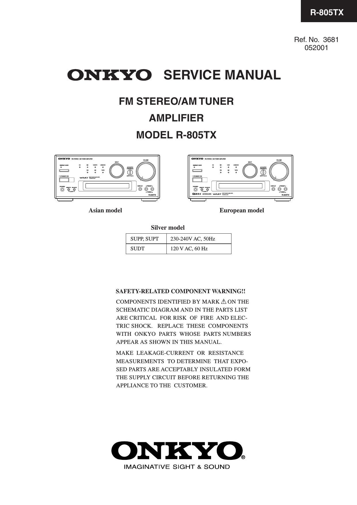 Onkyo R 805 TX Service Manual