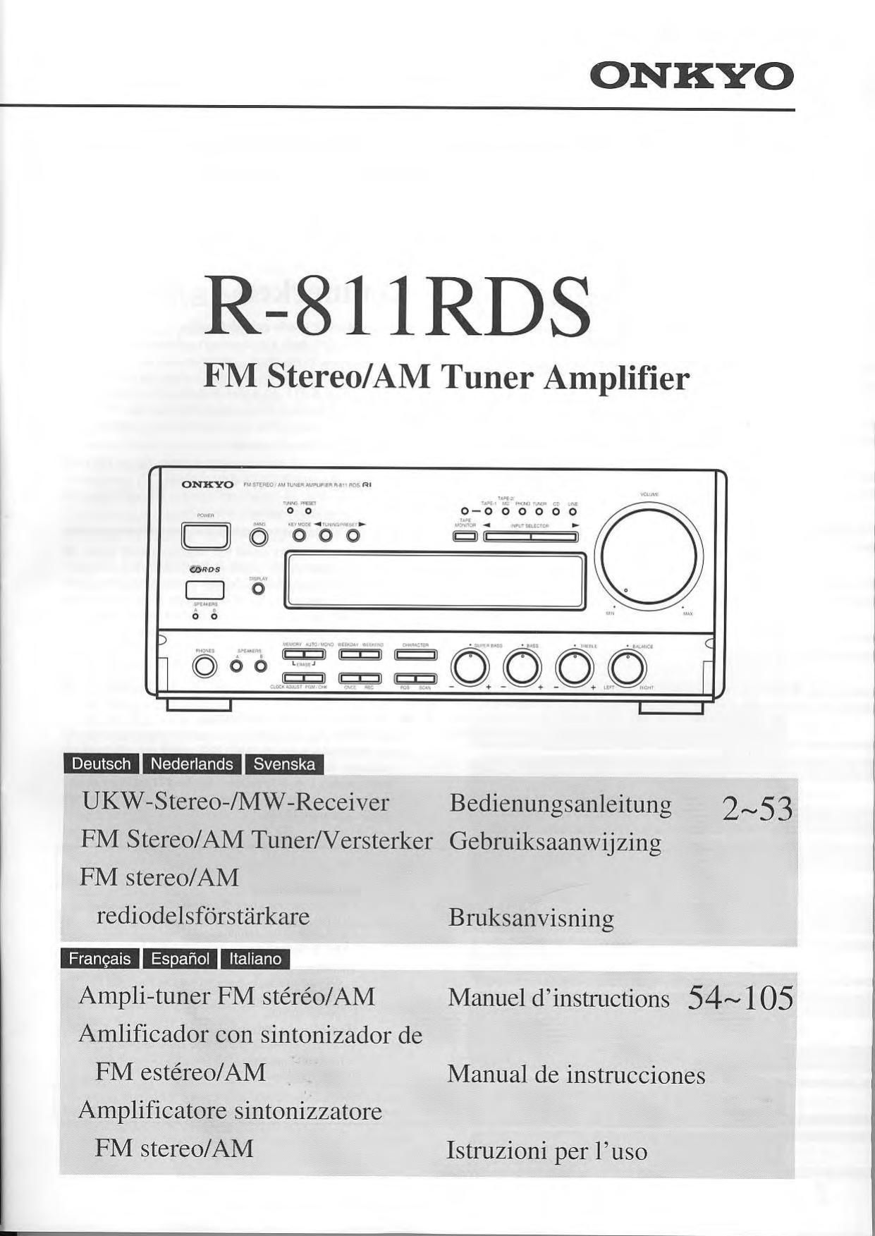 Onkyo R 811 RDS Owners Manual 2