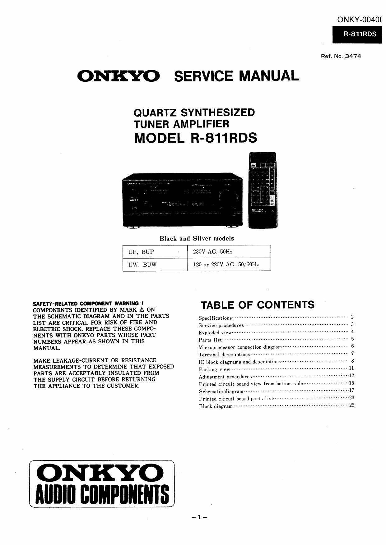 Onkyo R 811 RDS Service Manual