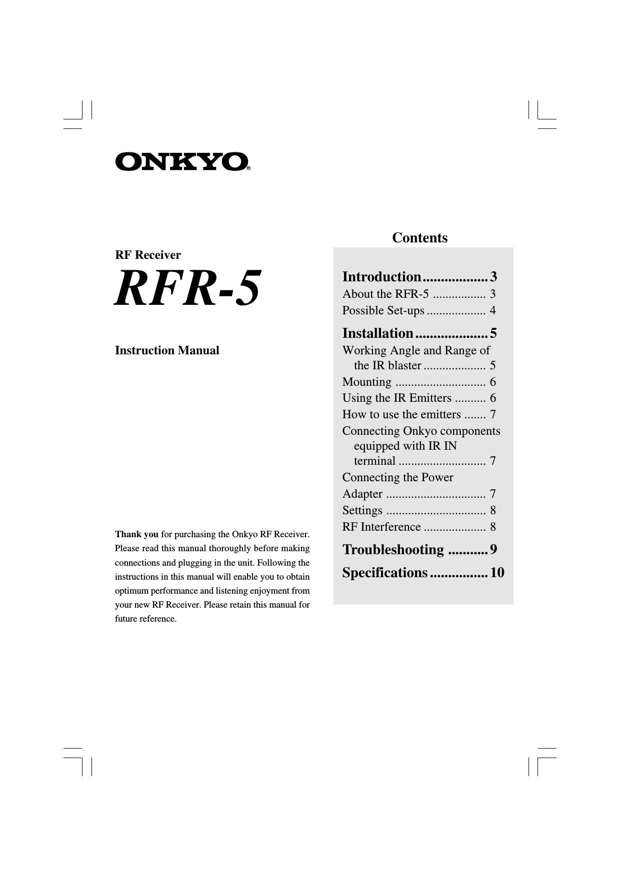 Onkyo RFR 5 Service Manual