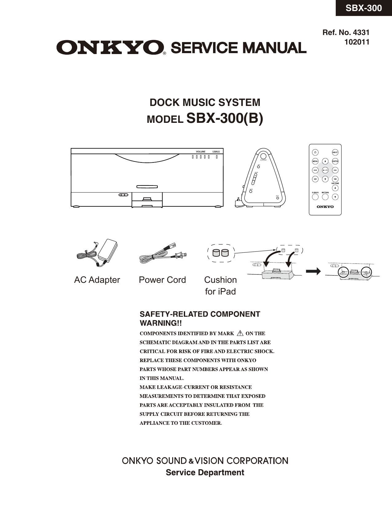 Onkyo SBX 300 B Service Manual