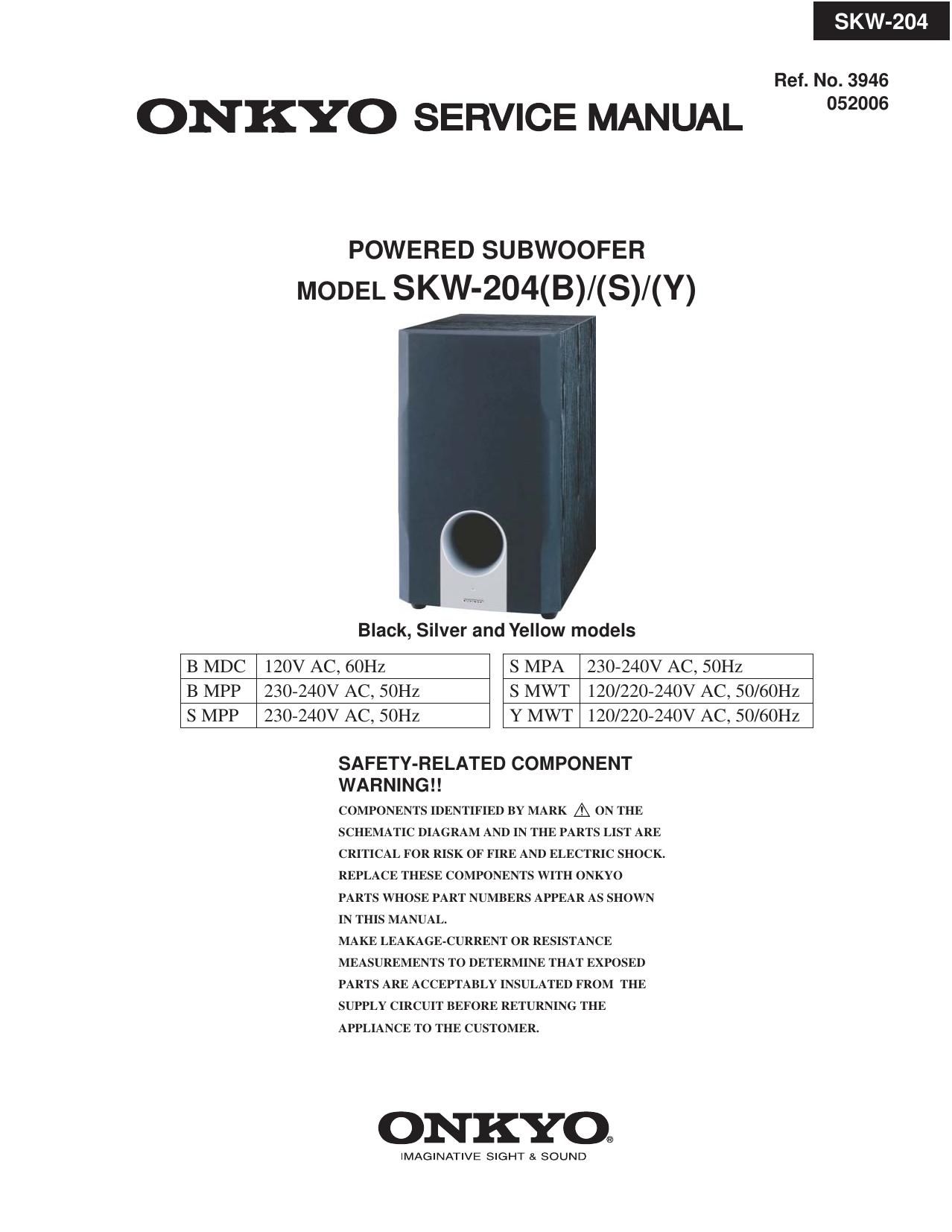 Onkyo SKW 204 Service Manual