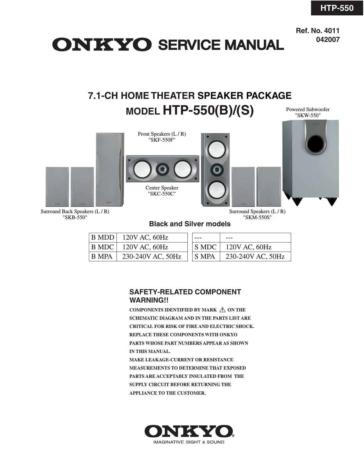 Onkyo SKW 550 Service Manual