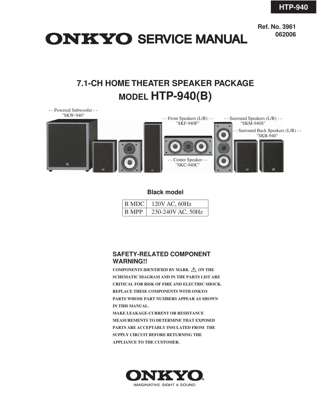 Onkyo SKW 940 Service Manual