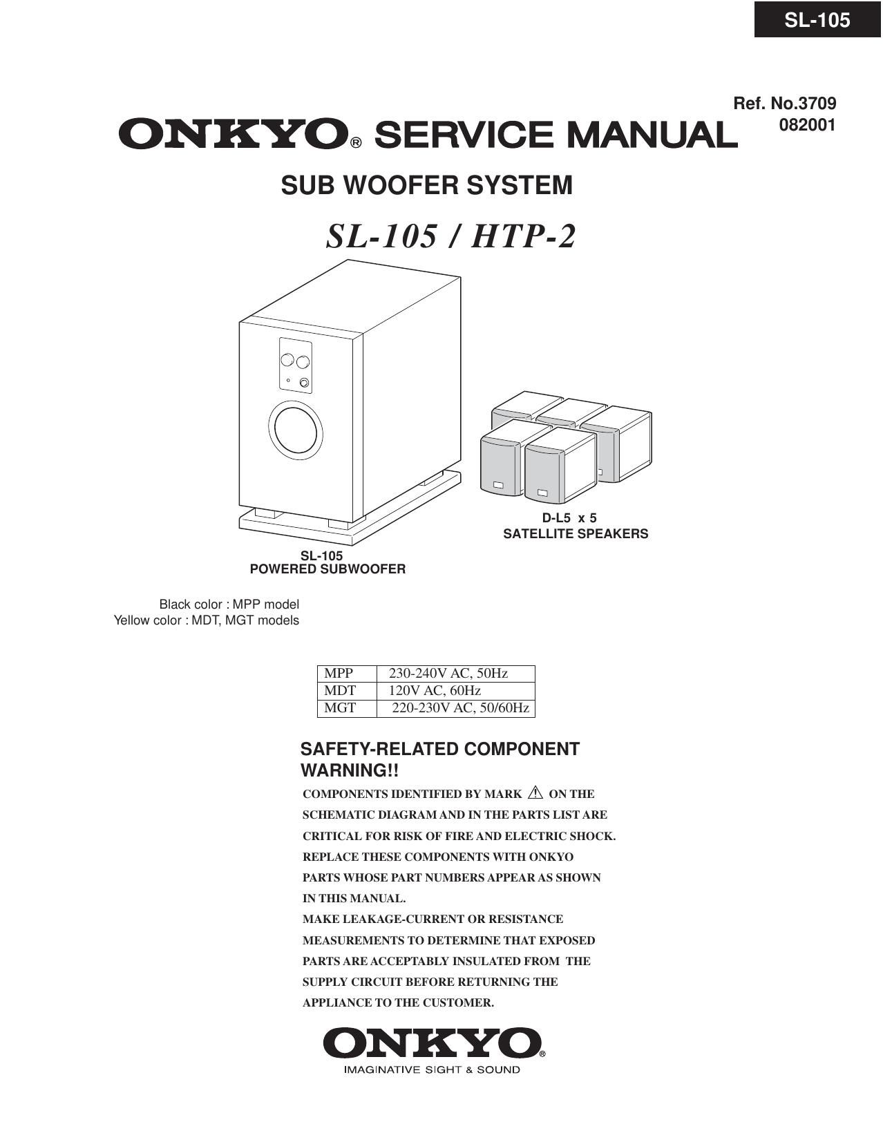 Onkyo SL 105 Service Manual