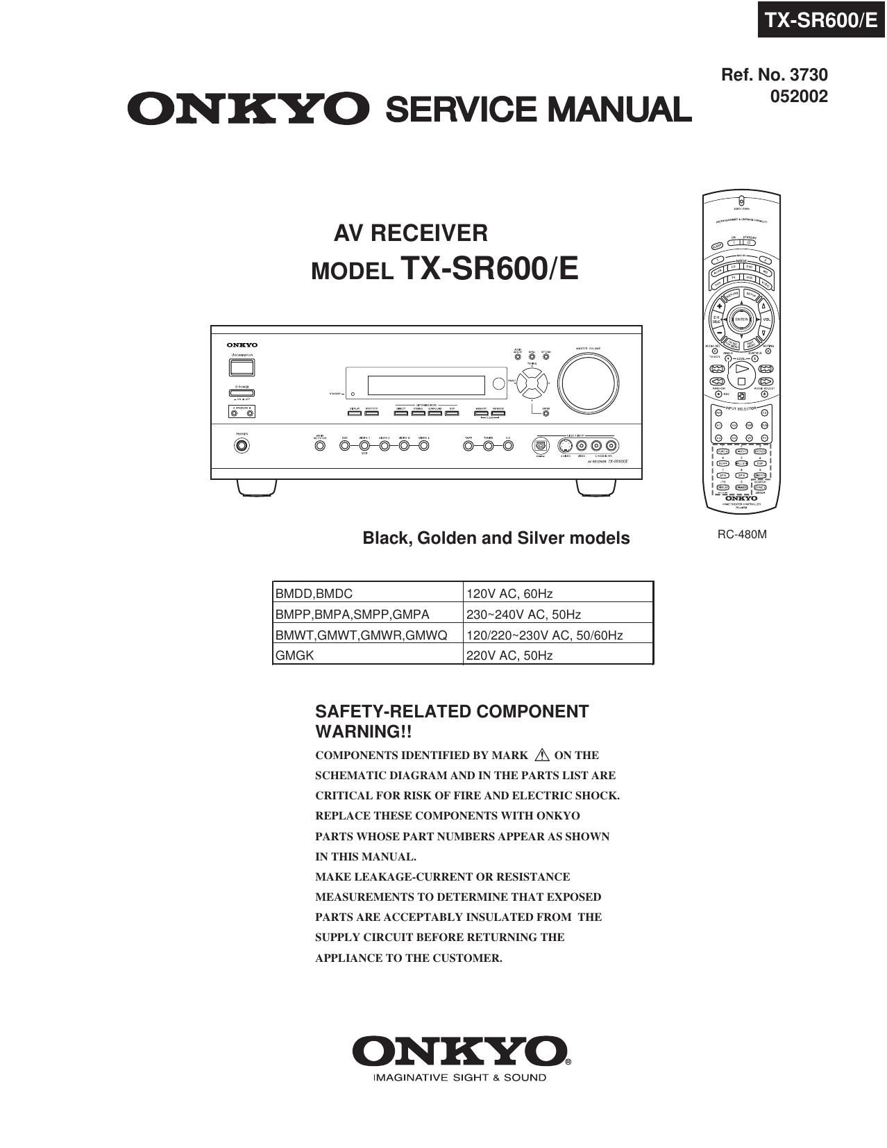 Onkyo SR 600 Service Manual