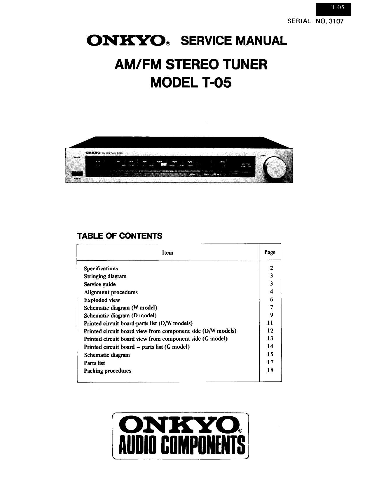 Onkyo T 05 Service Manual