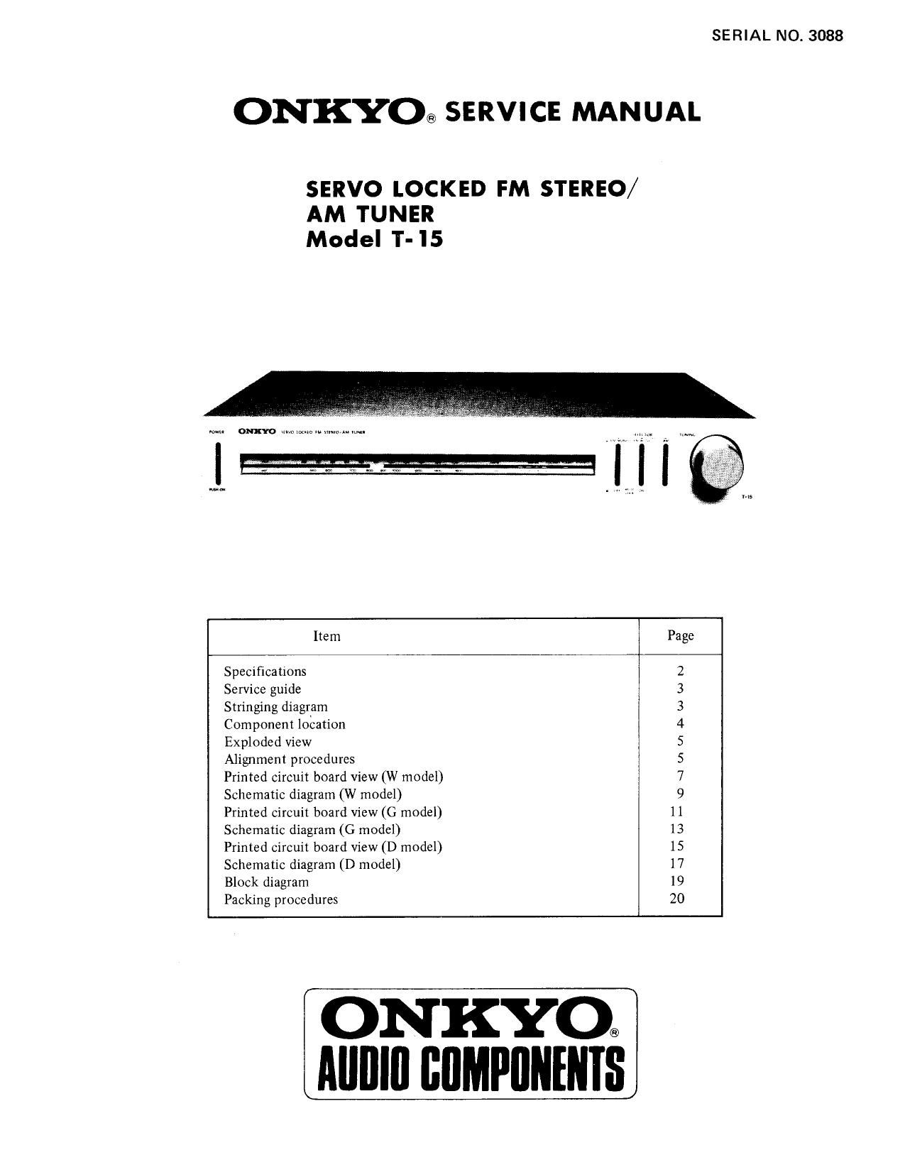 Onkyo T 15 Service Manual