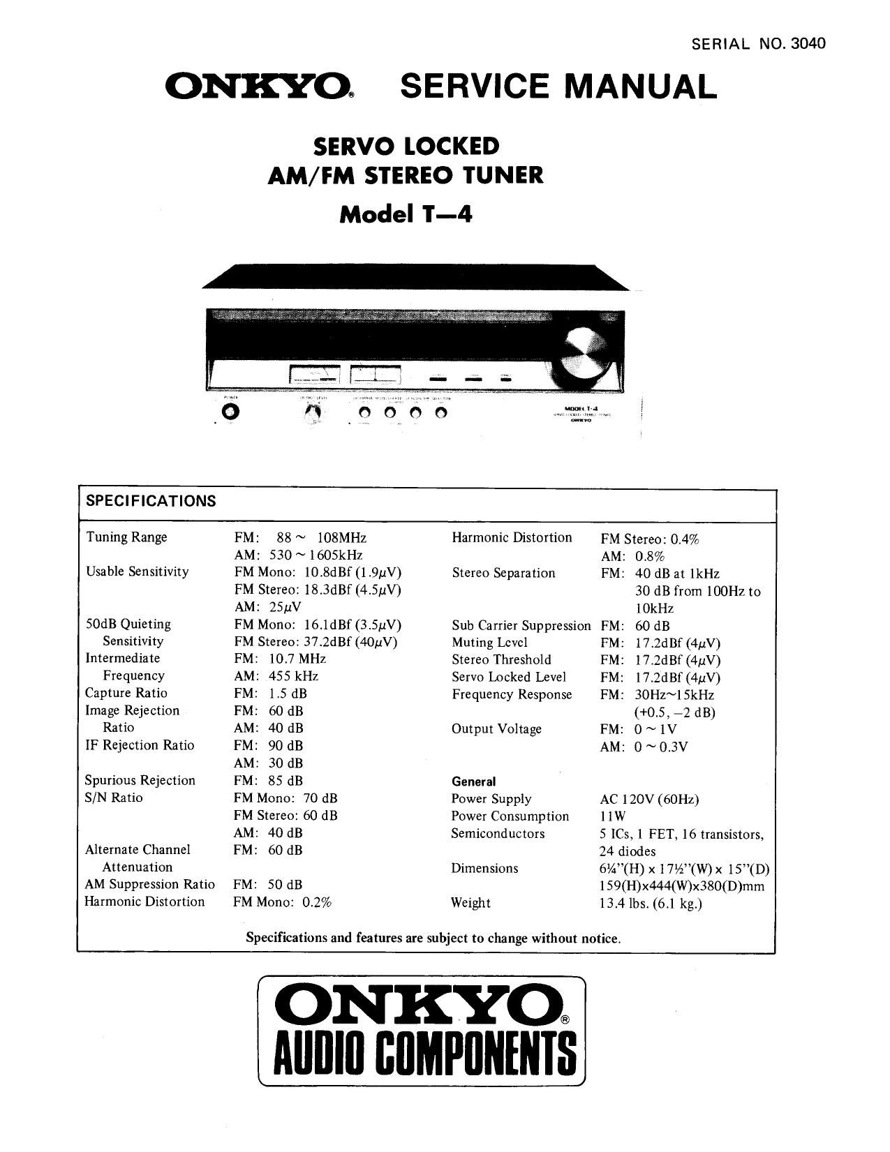 Onkyo T 4 Service Manual