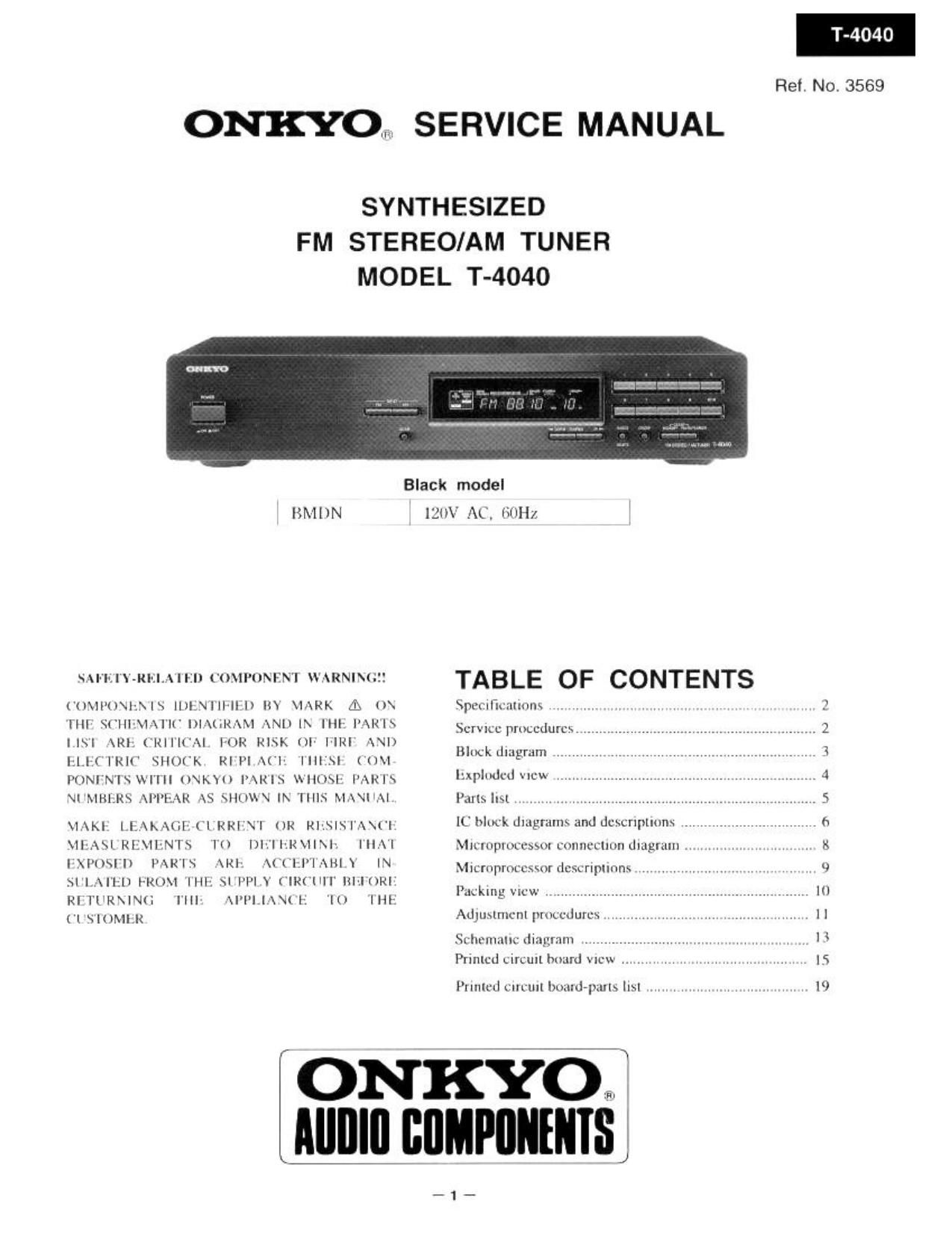 Onkyo T 4040 Service Manual