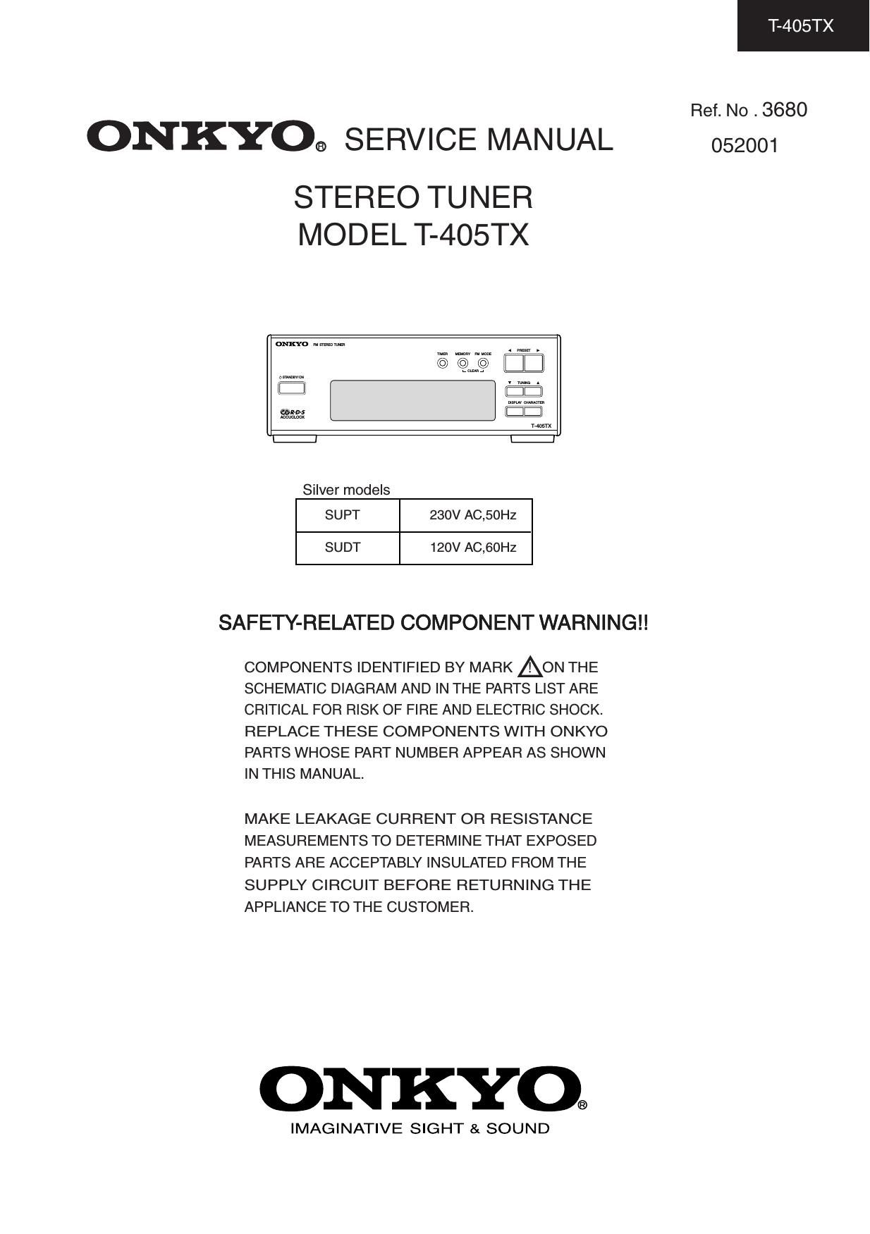 Onkyo T 405 TX Service Manual