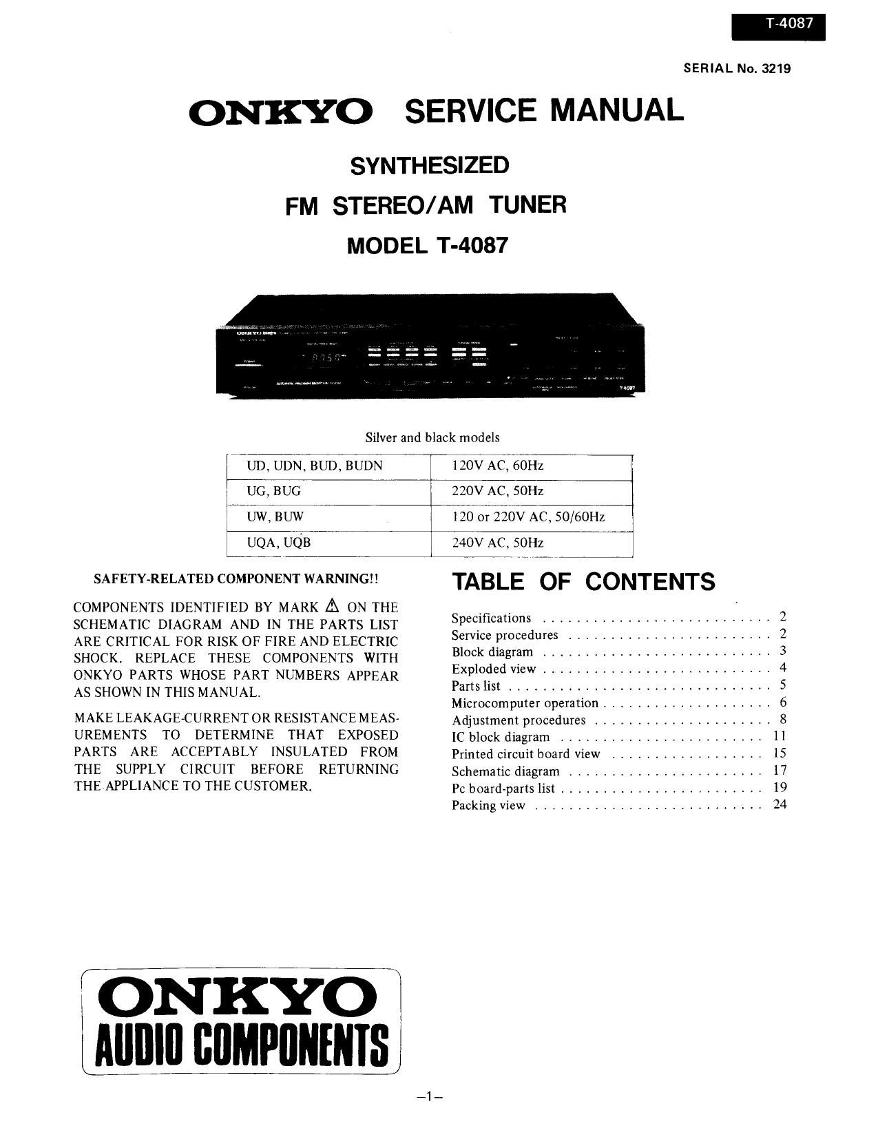 Onkyo T 4087 Service Manual