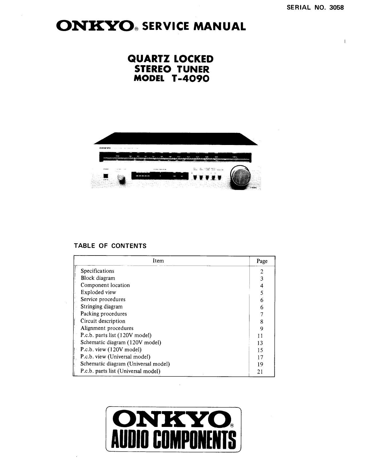 Onkyo T 4090 Service Manual