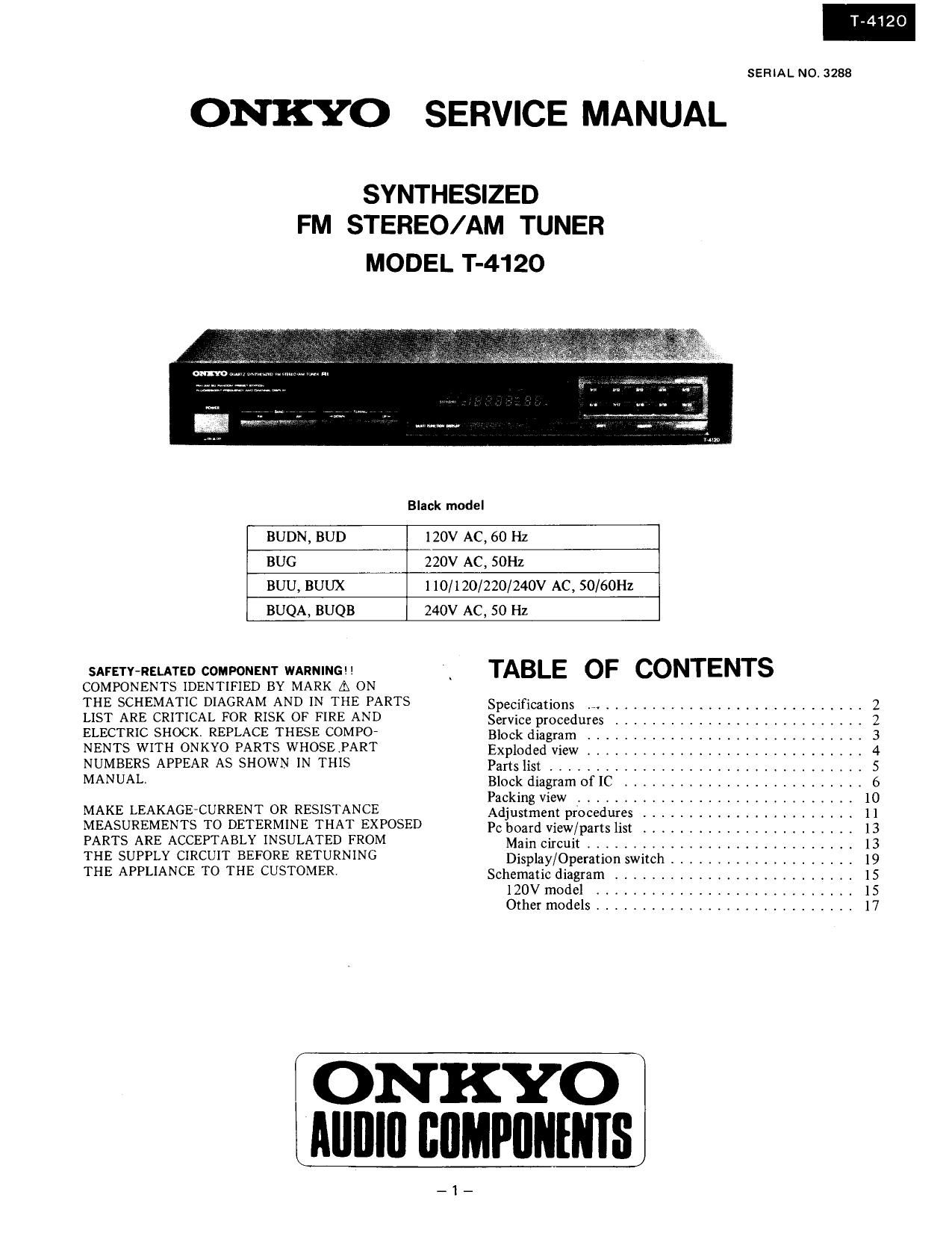 Onkyo T 4120 Service Manual