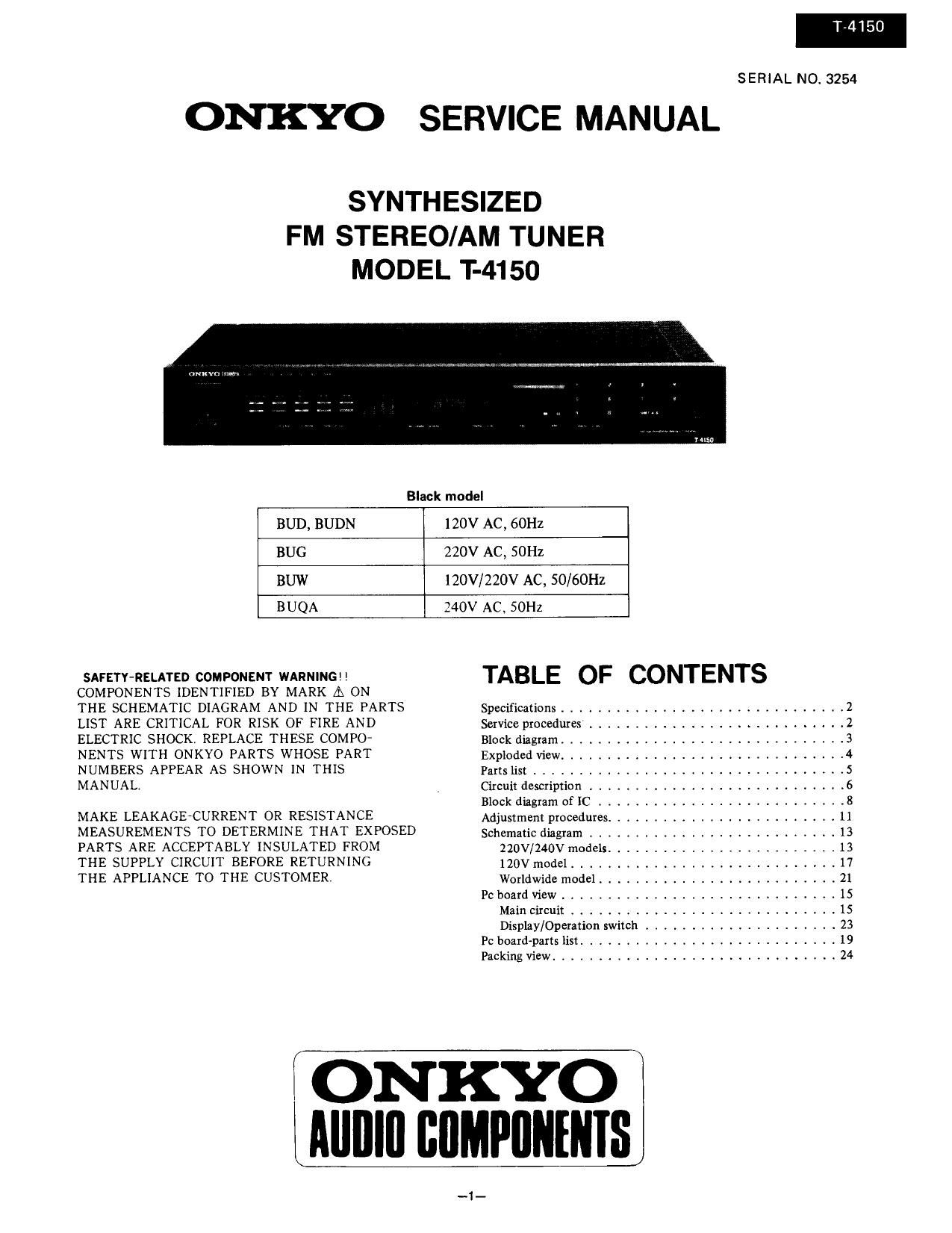 Onkyo T 4150 Service Manual