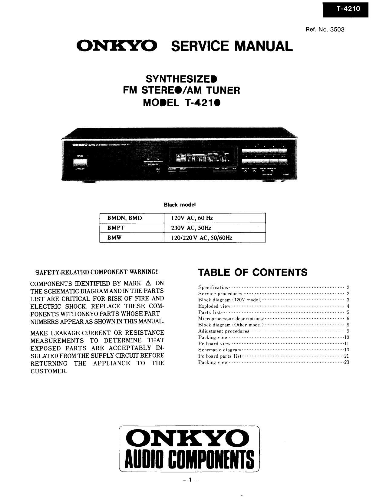 Onkyo T 4210 Service Manual