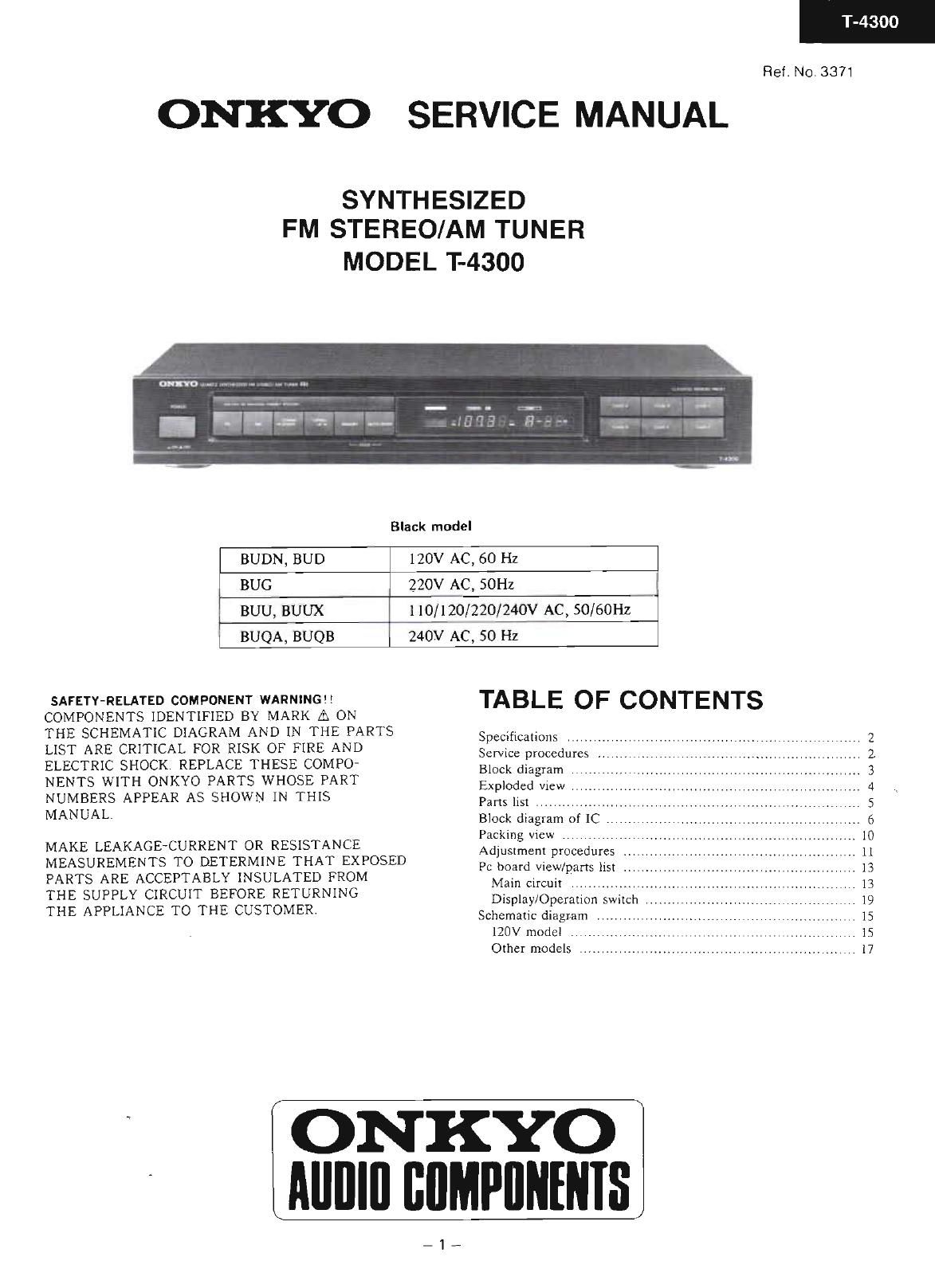 Onkyo T 4300 Service Manual