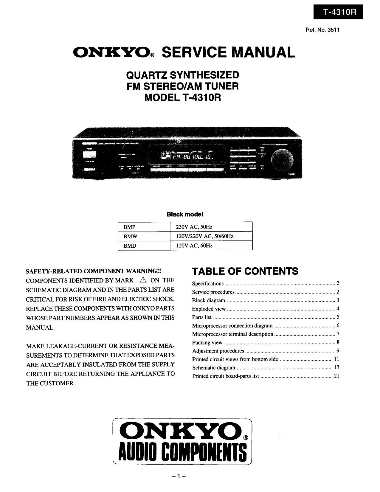 Onkyo T 4310 R Service Manual