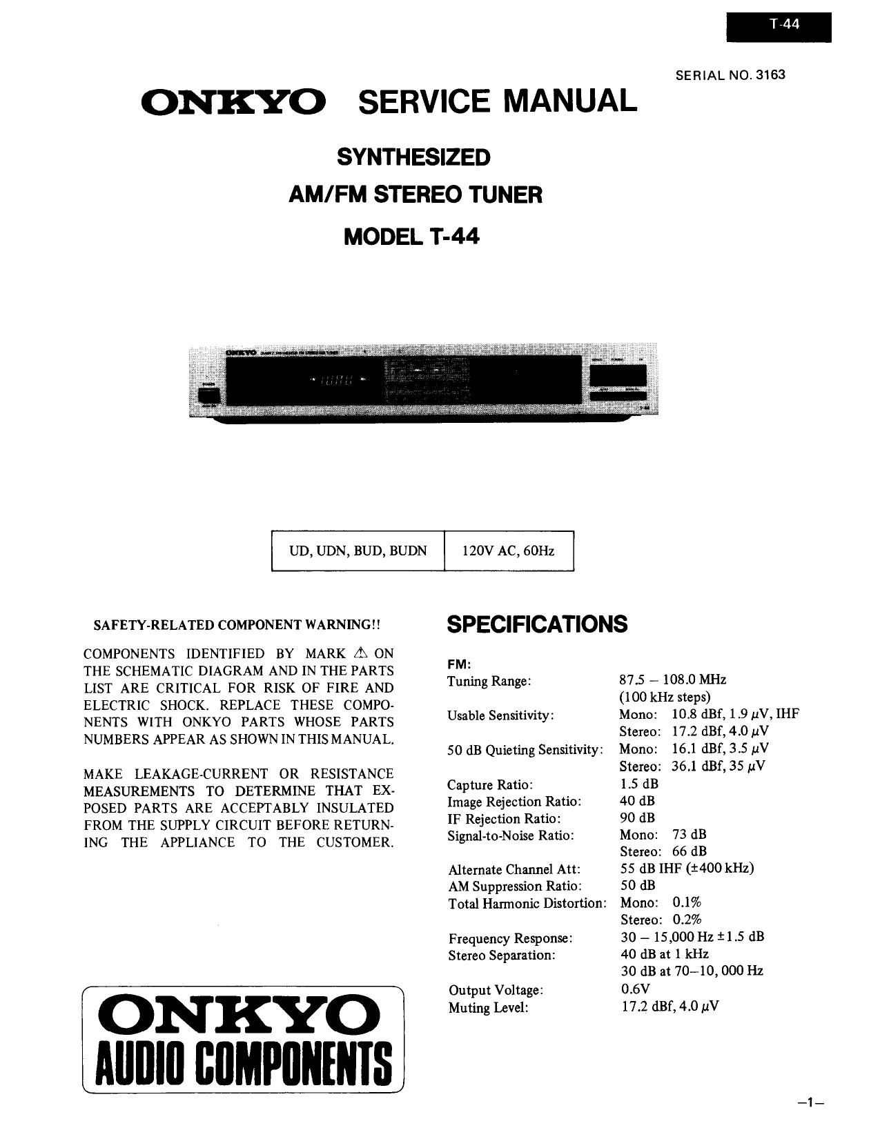 Onkyo T 44 Service Manual