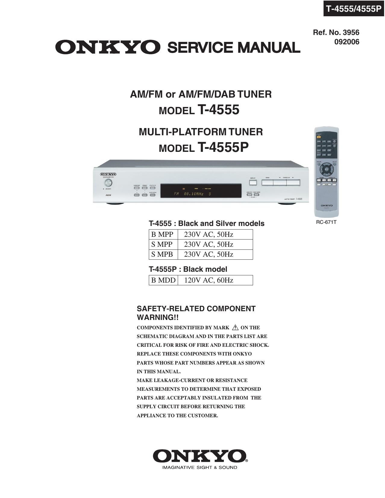 Onkyo T 4555 Service Manual