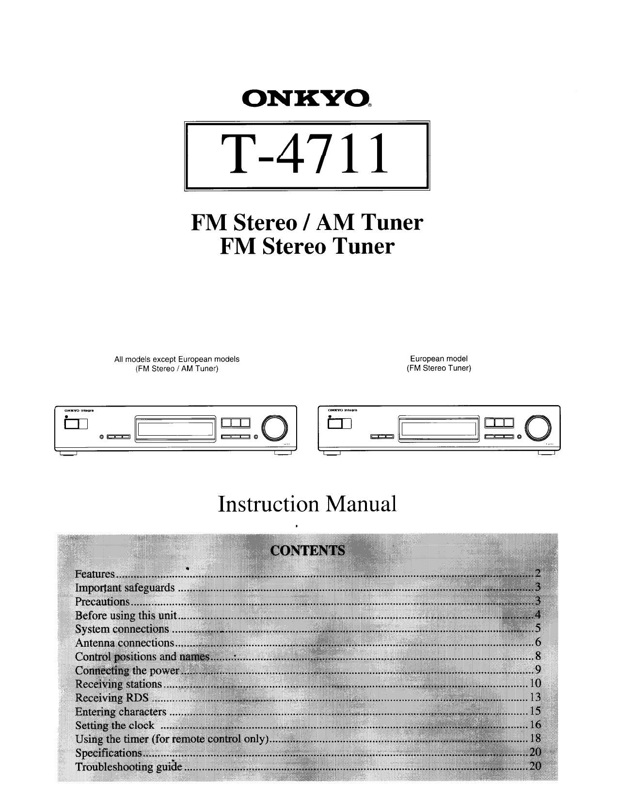 Onkyo T 4711 Owners Manual