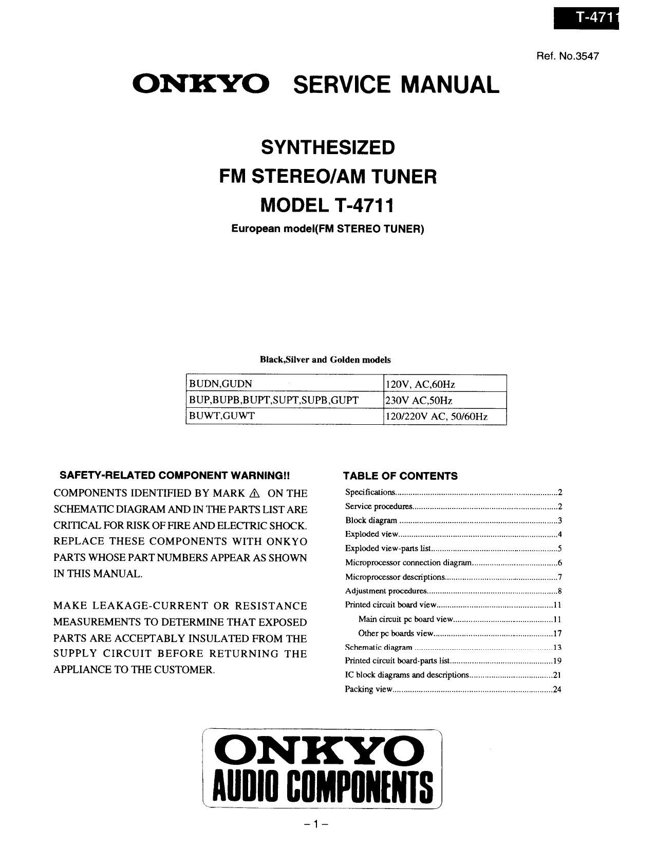 Onkyo T 4711 Service Manual