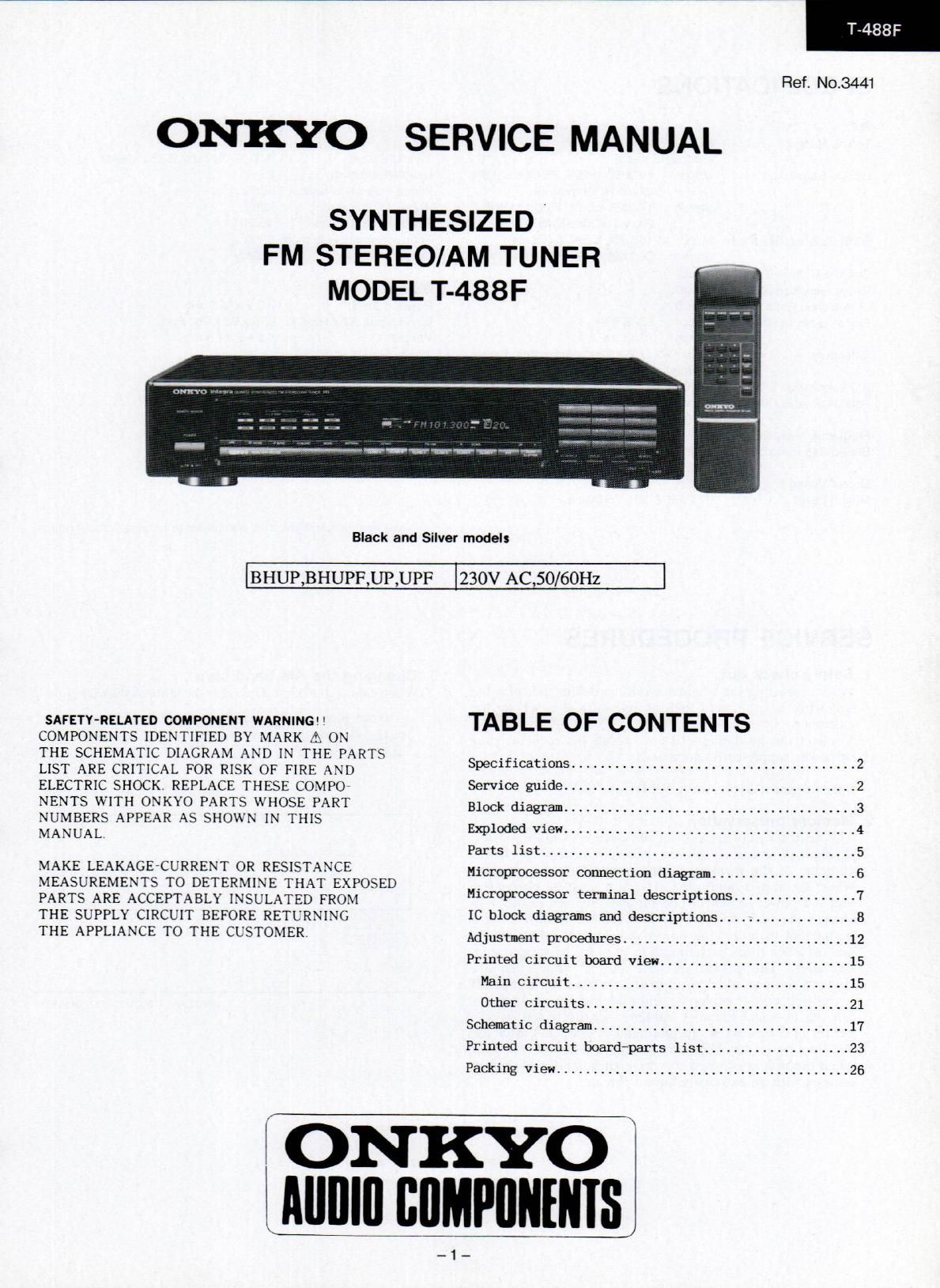 Onkyo T 488 F Service Manual