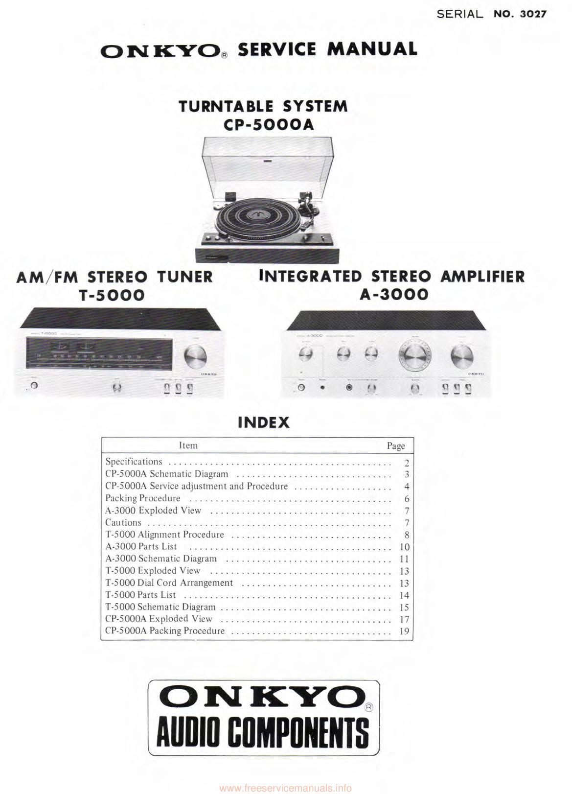 Onkyo T 5000 Service Manual