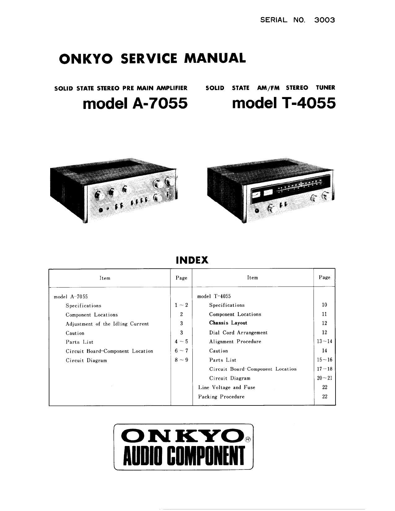 Onkyo T 7055 Service Manual