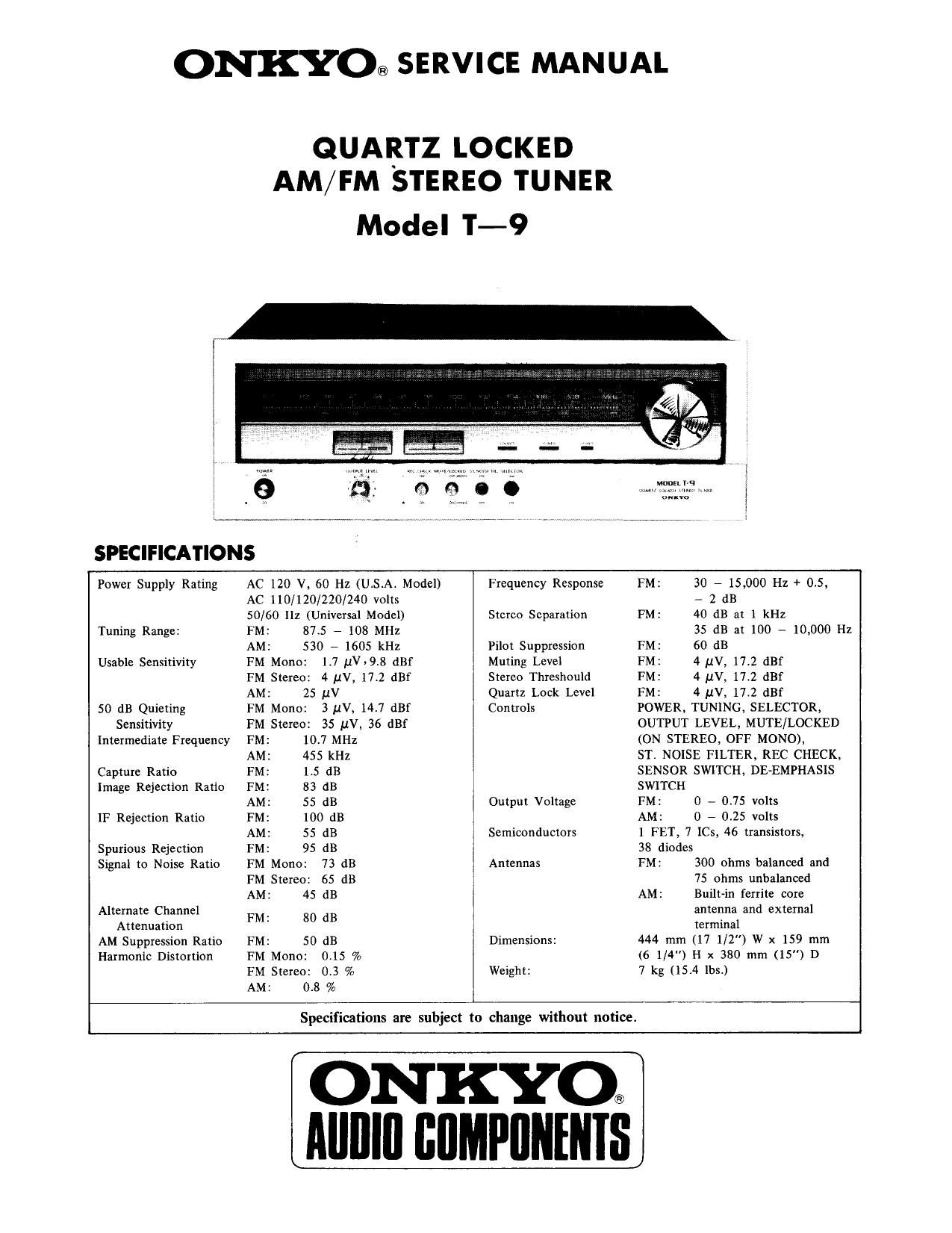 Onkyo T 9 Service Manual