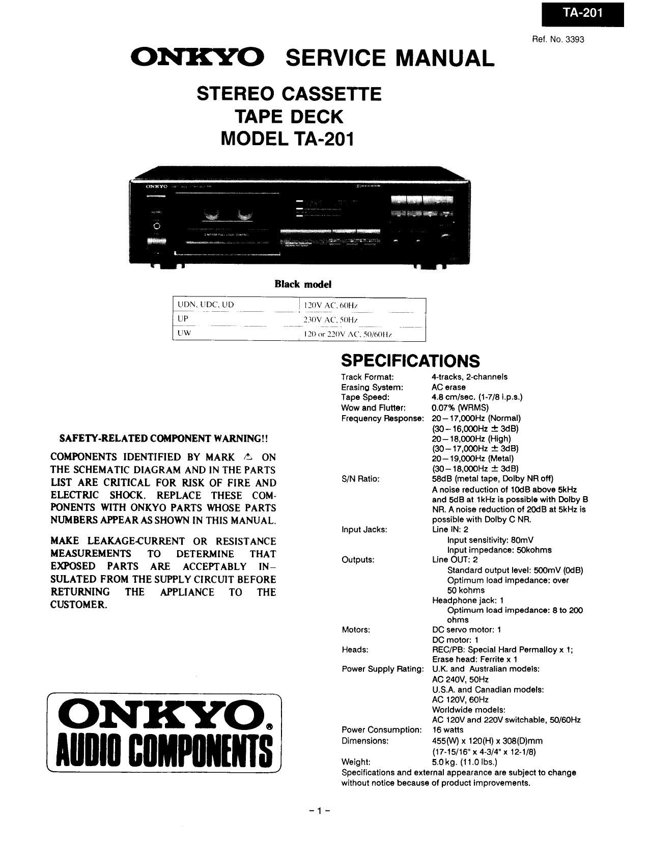 Onkyo TA 201 Service Manual