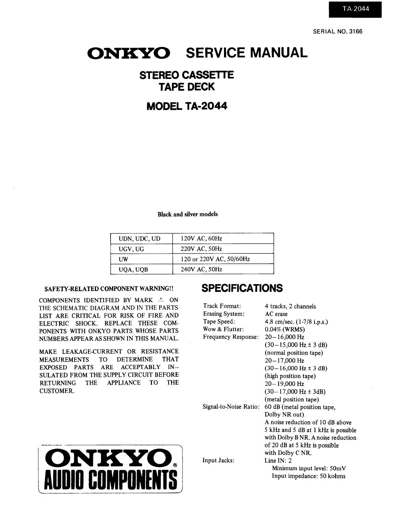 Onkyo TA 2044 Service Manual