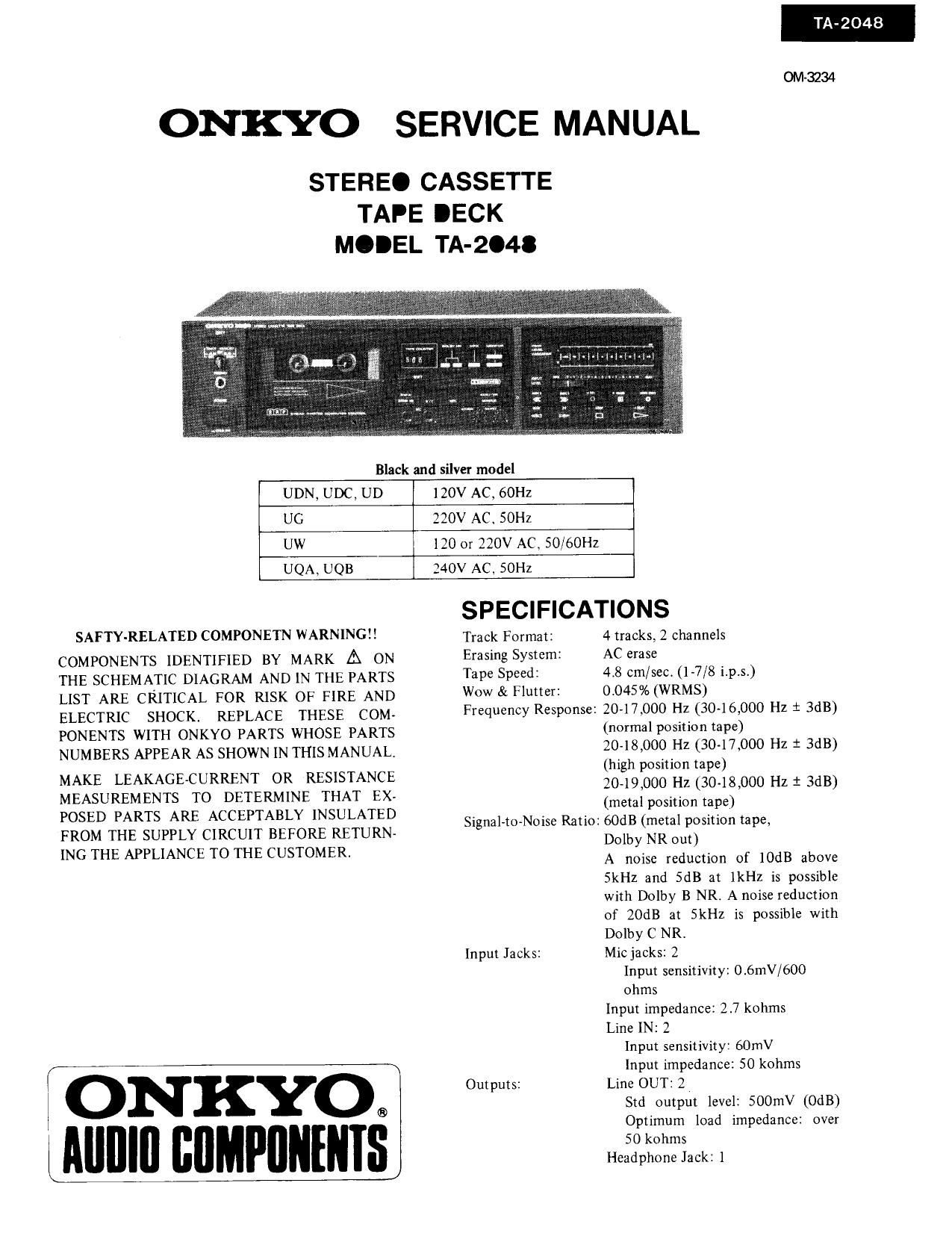 Onkyo TA 2048 Service Manual