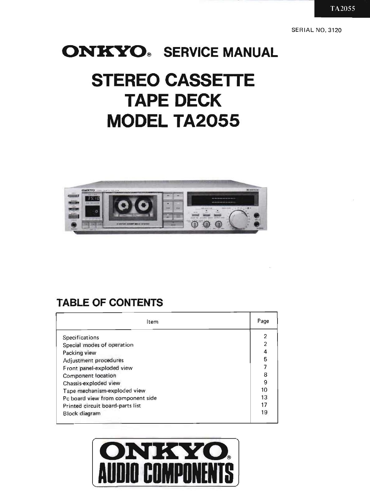 Onkyo TA 2055 Service Manual