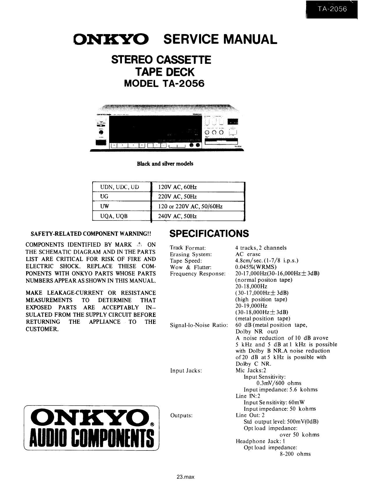 Onkyo TA 2056 Service Manual