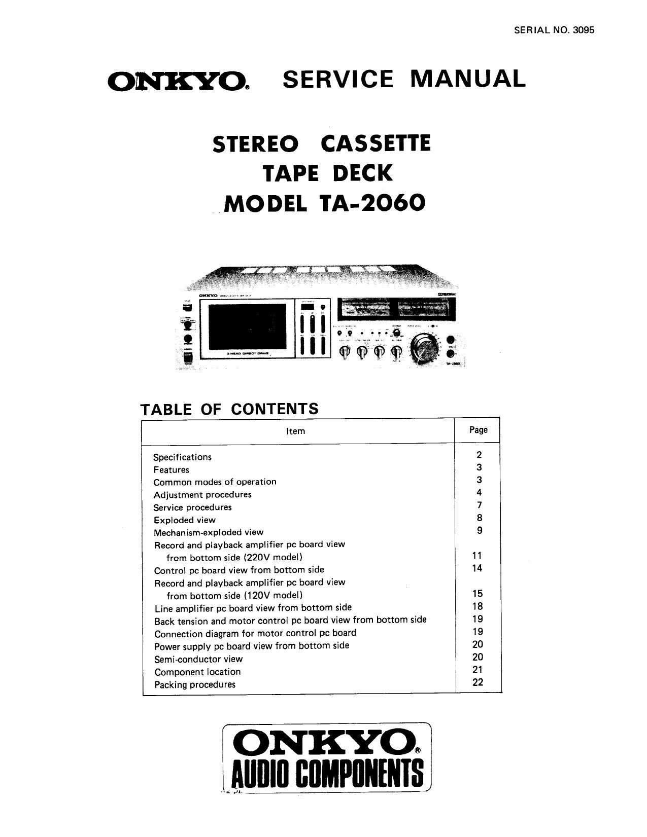 Onkyo TA 2060 Service Manual