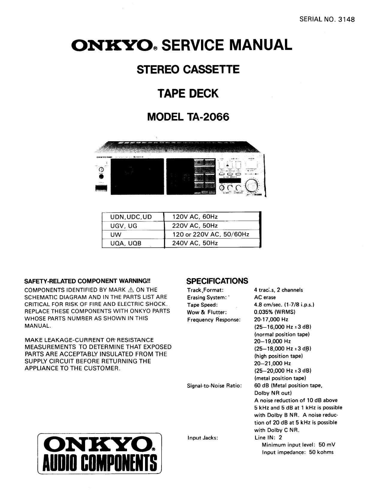 Onkyo TA 2066 Service Manual