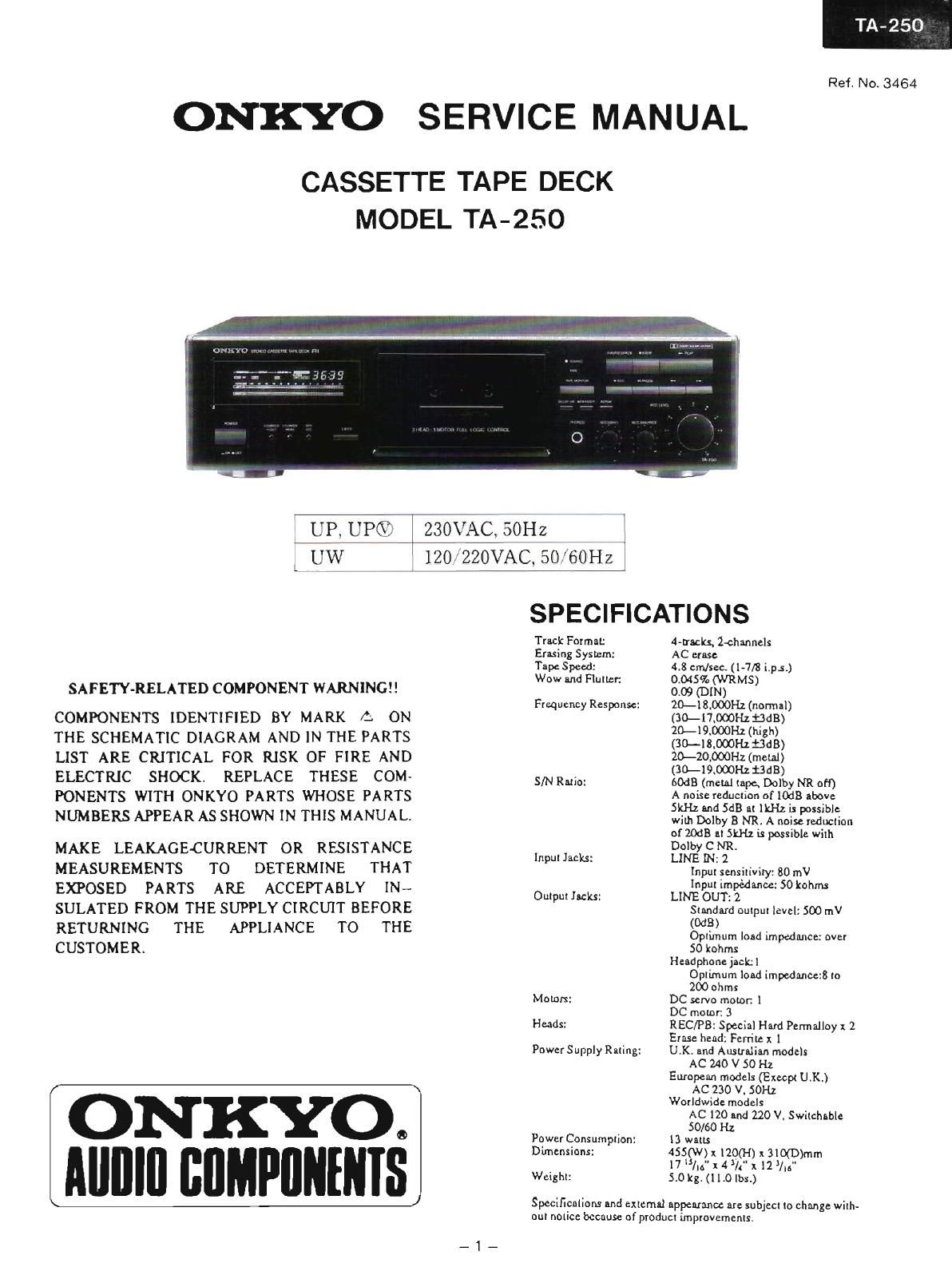 Onkyo TA 250 Service Manual