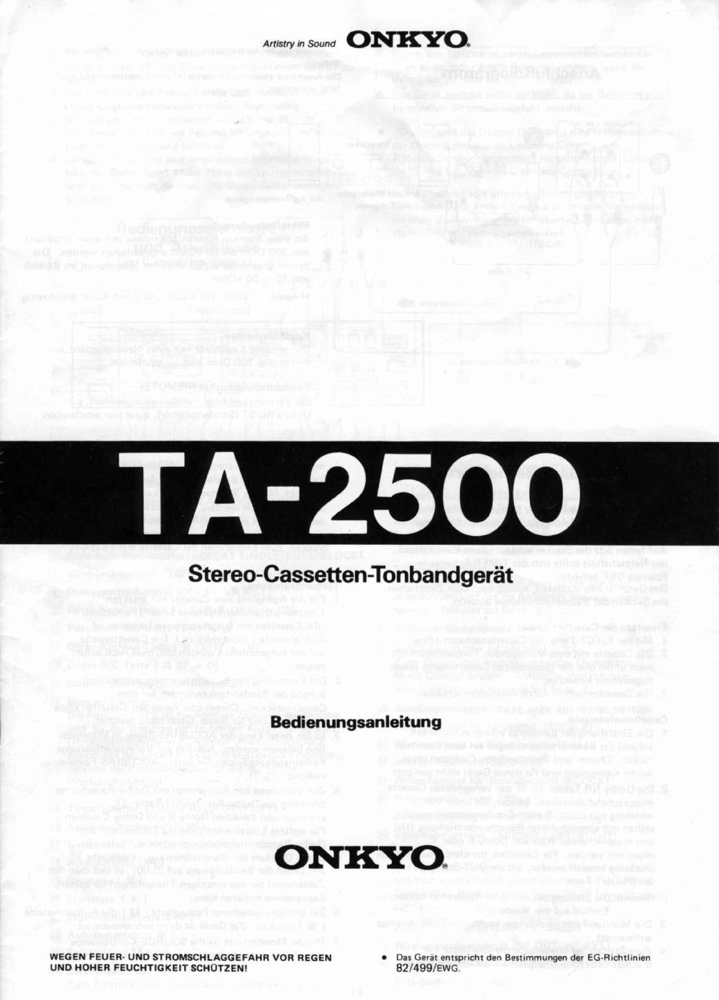 Onkyo TA 2500 Owners Manual