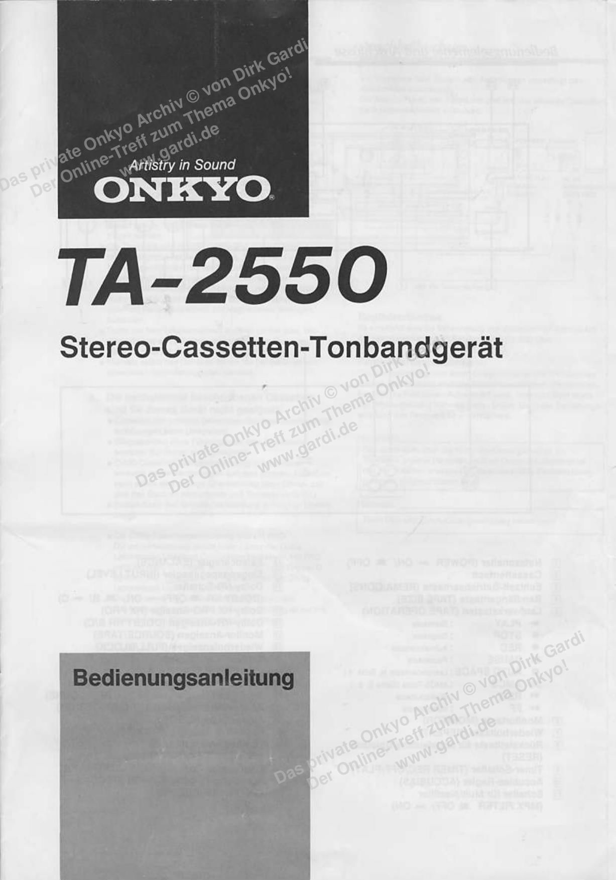 Onkyo TA 2550 Owners Manual