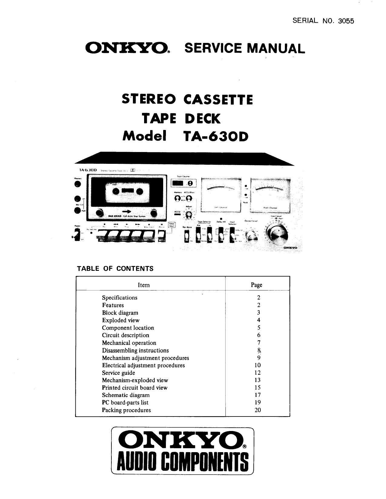 Onkyo TA 630 D Service Manual