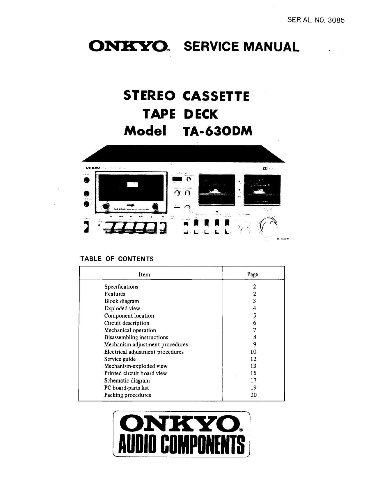 Onkyo TA 630 DM Service Manual