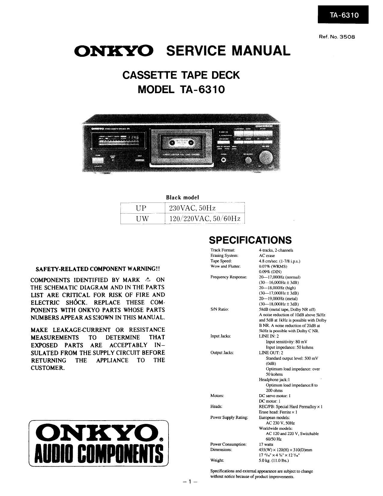 Onkyo TA 6310 Service Manual