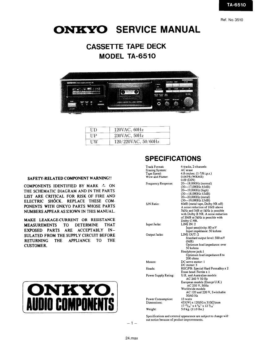 Onkyo TA 6510 Service Manual