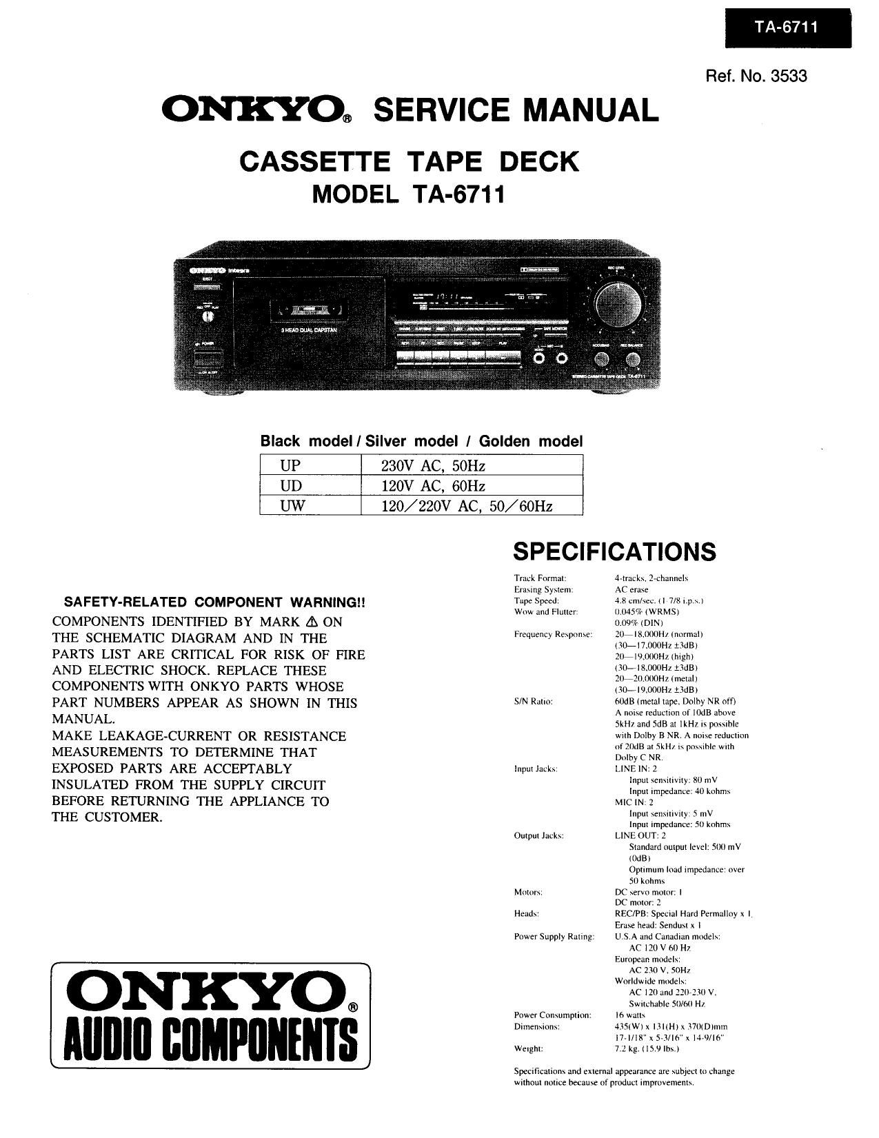 Onkyo TA 6711 Service Manual