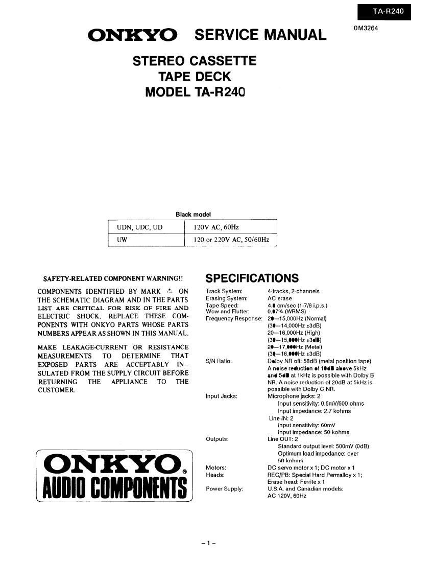 Onkyo TAR 240 Service Manual