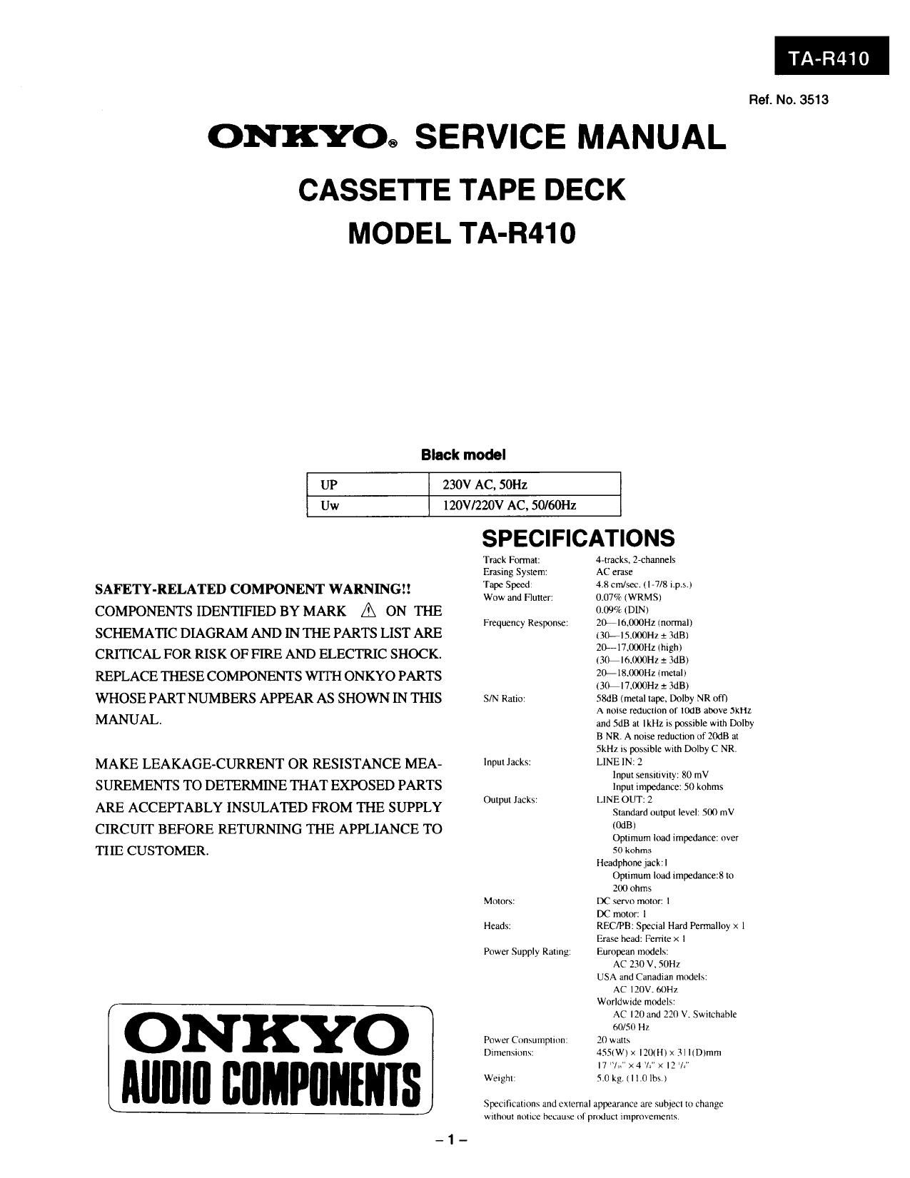 Onkyo TAR 410 Service Manual