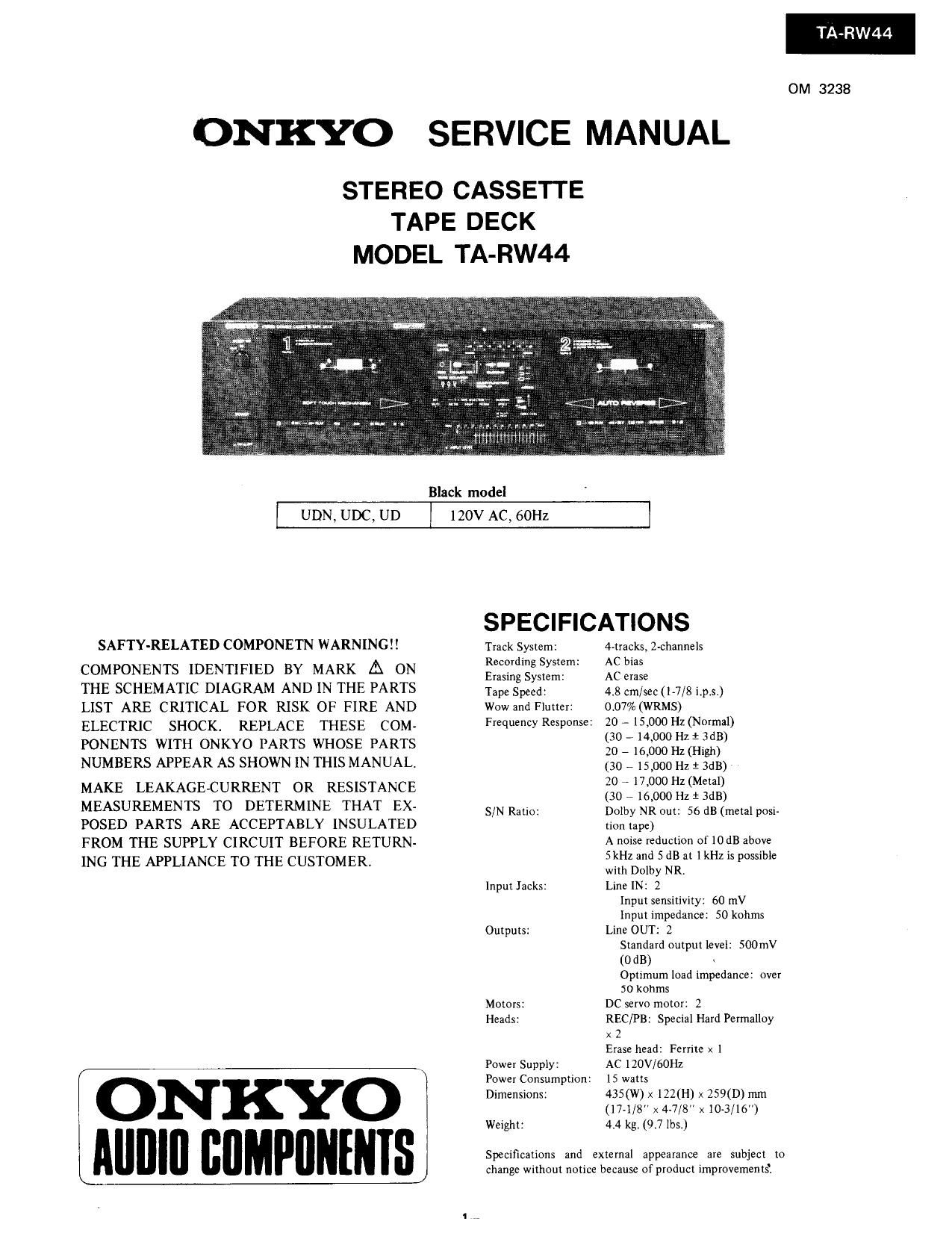 Onkyo TARW 44 Service Manual