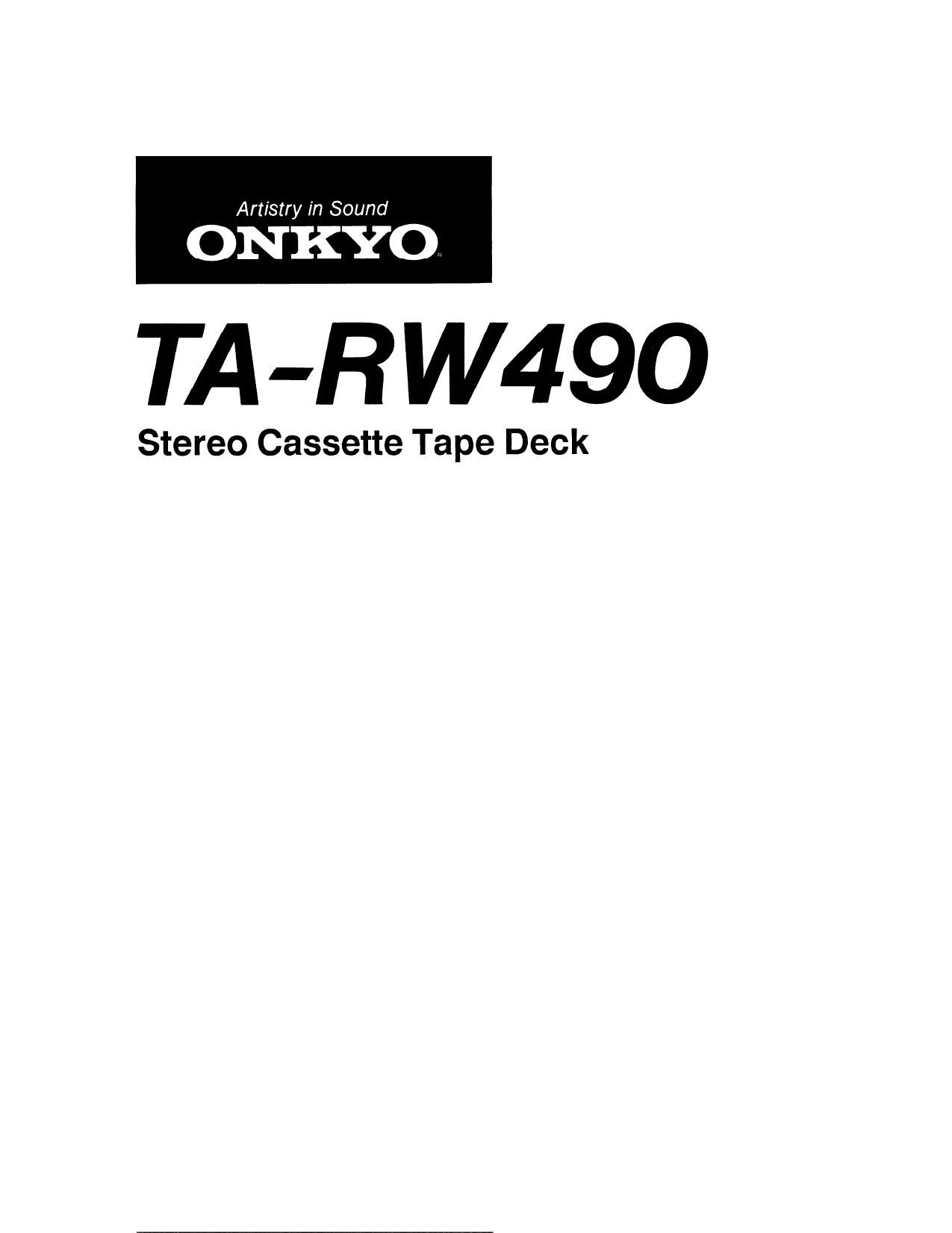 Onkyo TARW 490 Owners Manual