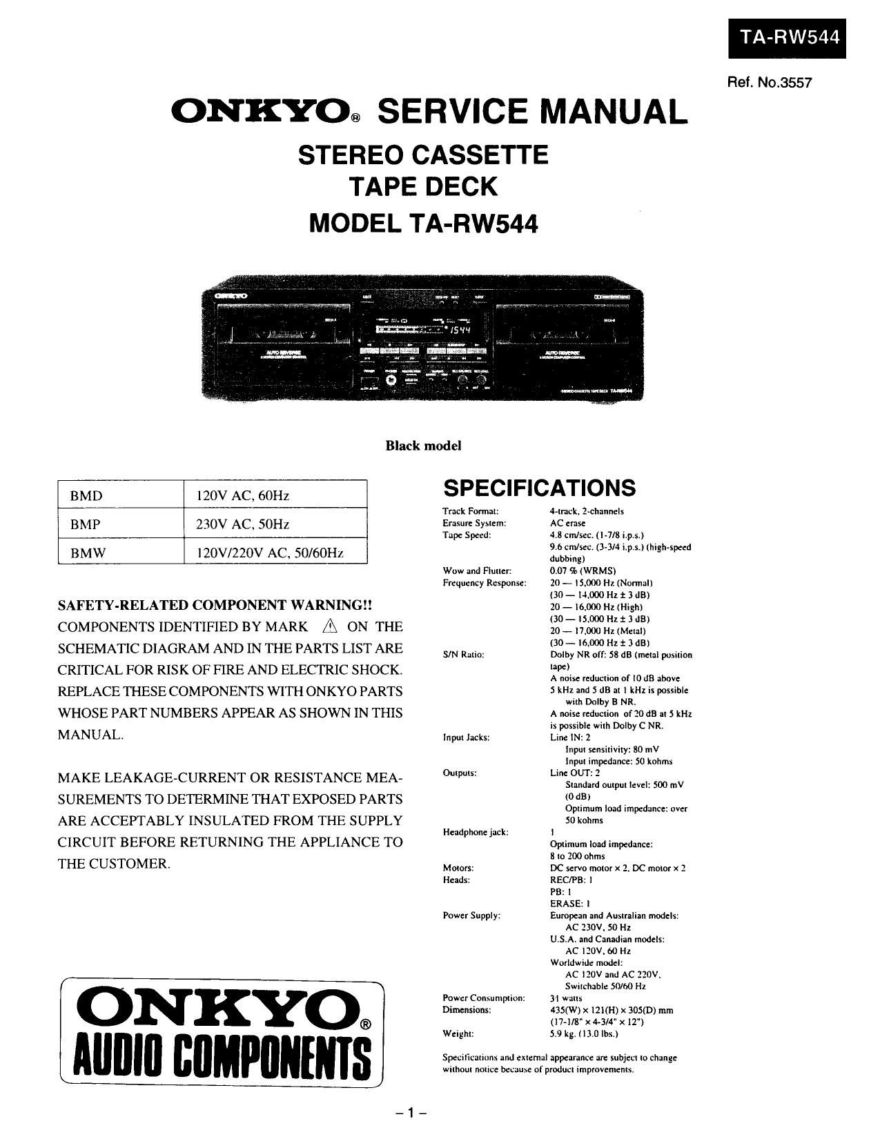 Onkyo TARW 544 Service Manual